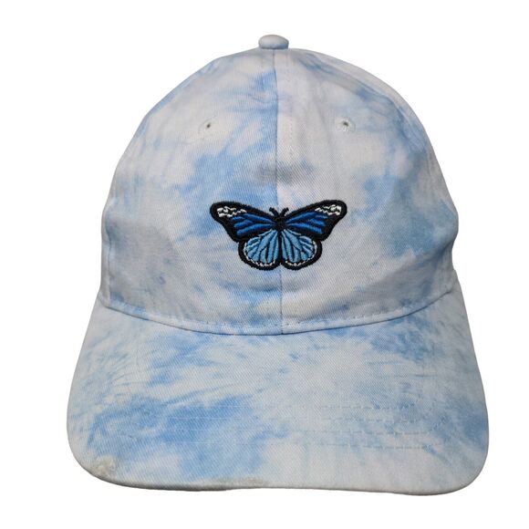Butterfly Strapback Hat Multi One Size Embroidered Adjustable Tie Dye - Picture 1 of 6